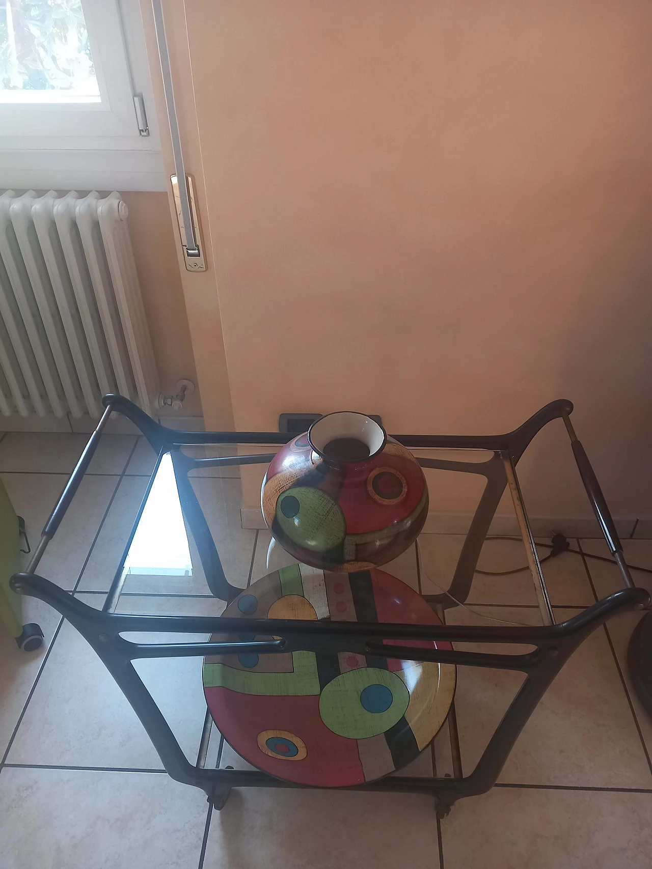 Carrello portavivande in mogano e vetro nello stile di Ico Parisi, anni '50 3