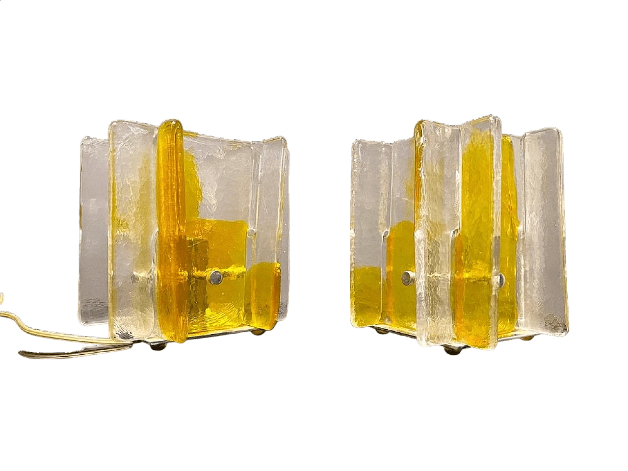 Coppia di lampade da tavolo geometriche in vetro di Murano di A.V. Mazzega, anni '70 7