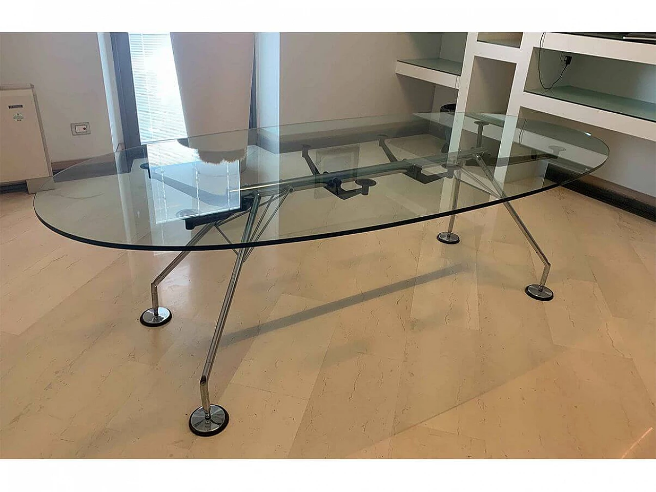 Oval glass and metal table by Norman Foster for Tecno, 2000s 8