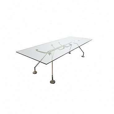 Nomos table in metal and crystal by Norman Foster for Tecno