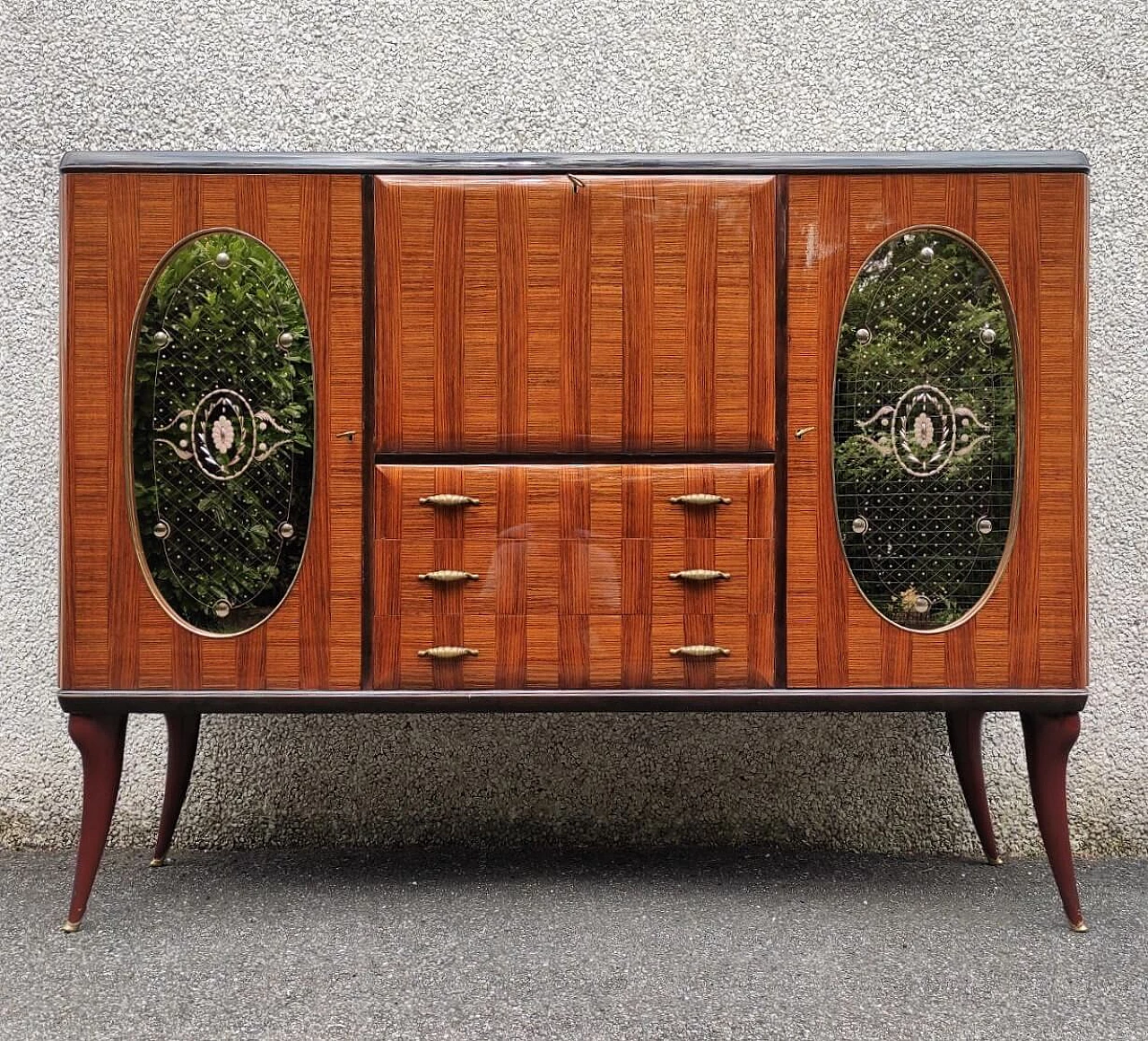 Wooden bar cabinet by Vittorio Dassi for G. Cecchini e C. di Lissone, 1950s 4