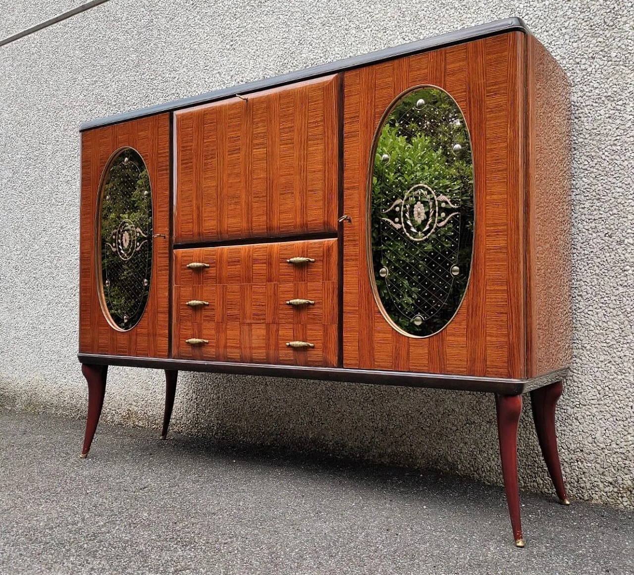 Wooden bar cabinet by Vittorio Dassi for G. Cecchini e C. di Lissone, 1950s 5