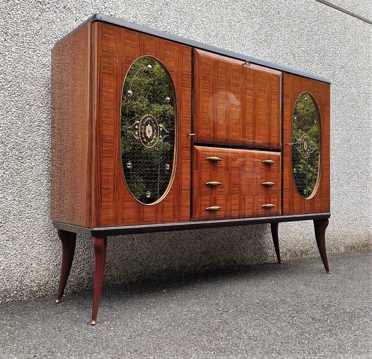 Mobile bar in legno di Vittorio Dassi per G. Cecchini e C. di Lissone, anni '50 6