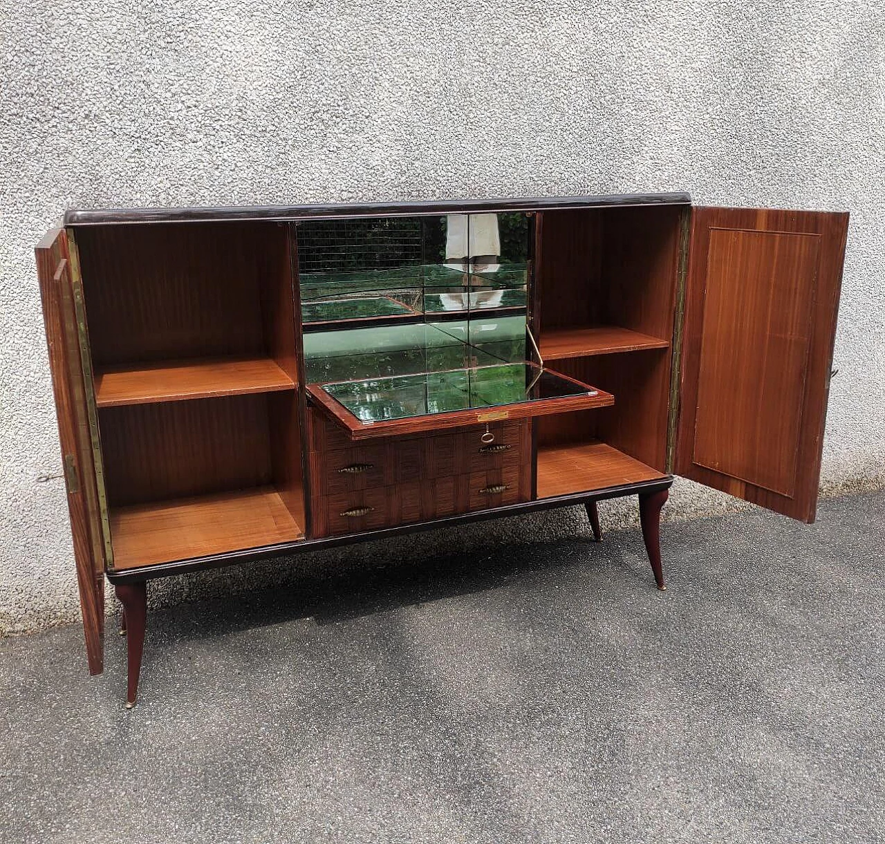 Wooden bar cabinet by Vittorio Dassi for G. Cecchini e C. di Lissone, 1950s 9