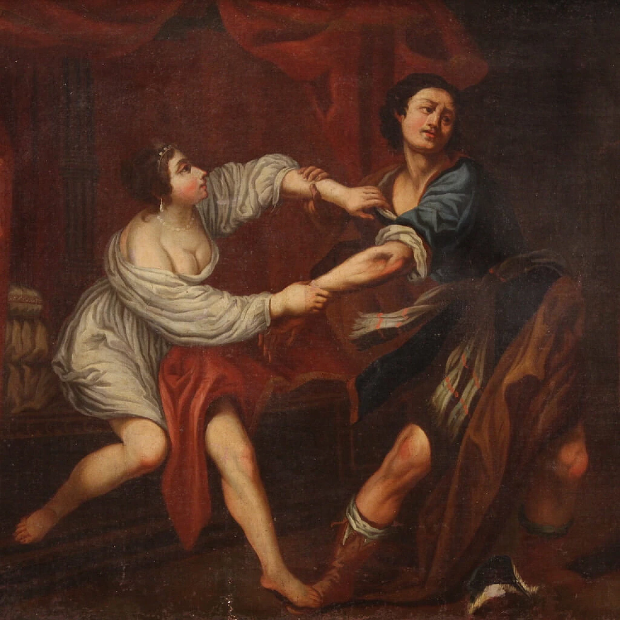 Painting depicting Joseph and Putiphar's wife, oil on canvas, 18th century 1