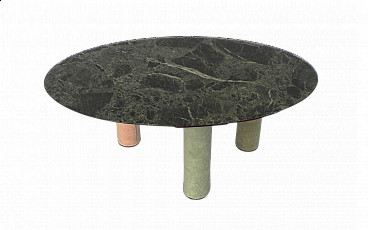 Oval coffee table with Verde Alpi marble top and alcantara legs, 2000s