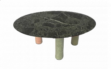 Oval coffee table with Verde Alpi marble top and alcantara legs, 2000s
