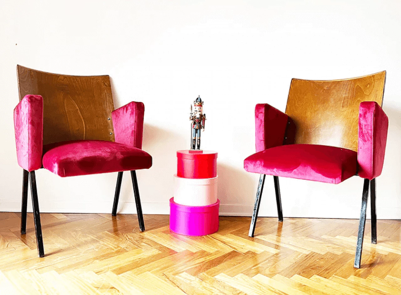 Pair of theatre armchairs, 1950s 3