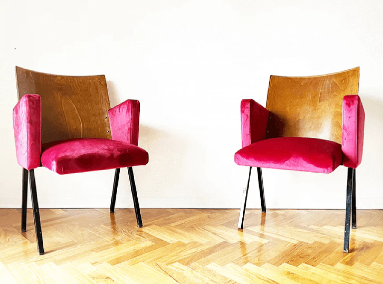 Pair of theatre armchairs, 1950s 5