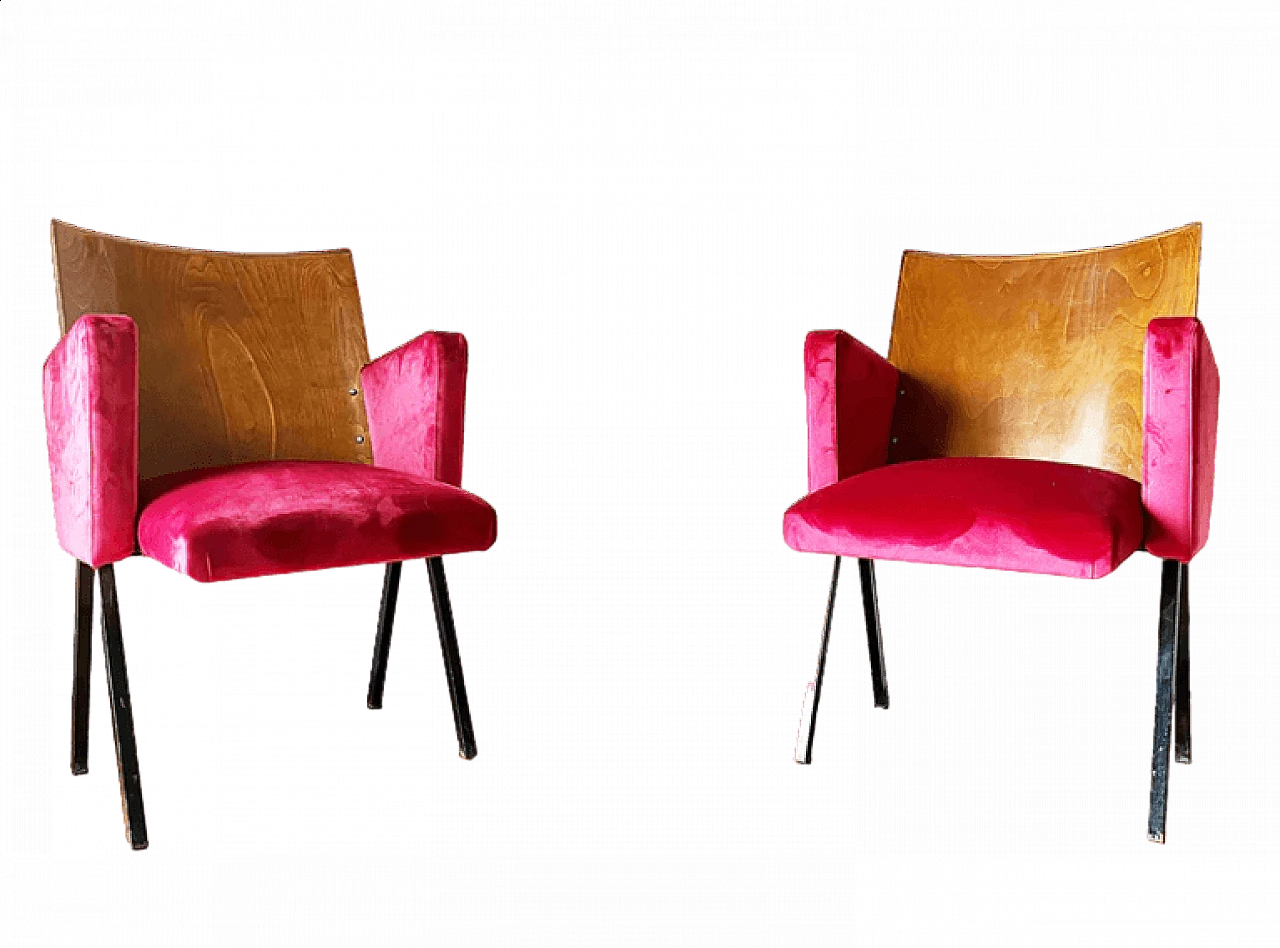 Pair of theatre armchairs, 1950s 6