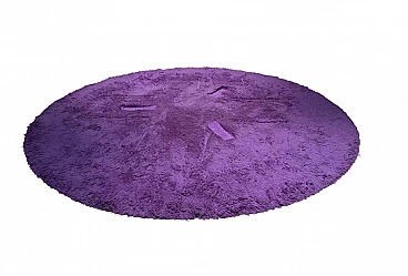 Purple round rug in Tisca Wool, 1970s