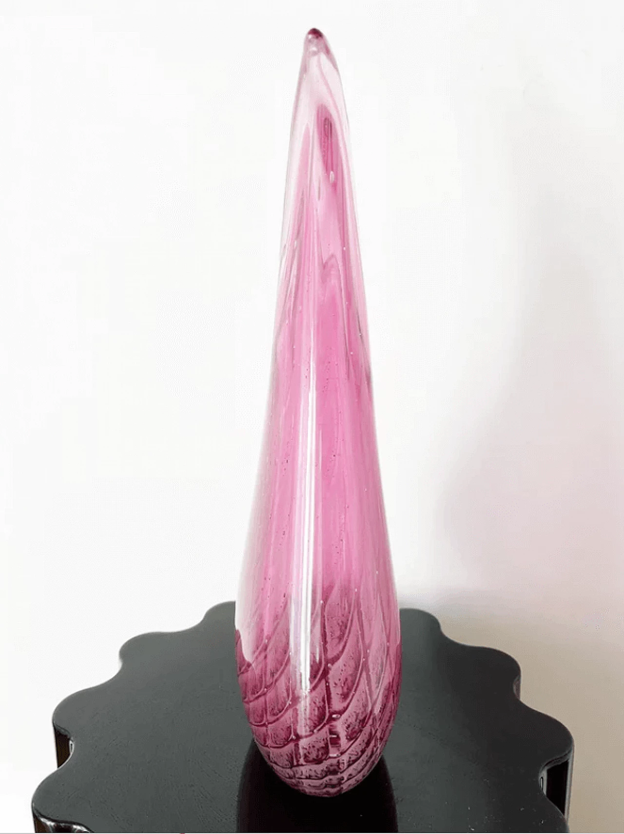 Vaso a due punte in vetro di Murano rosa, anni '50 3