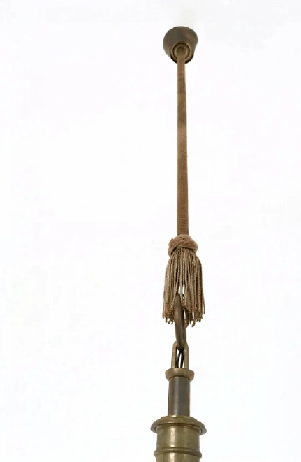 Six-armed brass and blown glass chandelier attributable to Paolo Buffa, 1930s 5