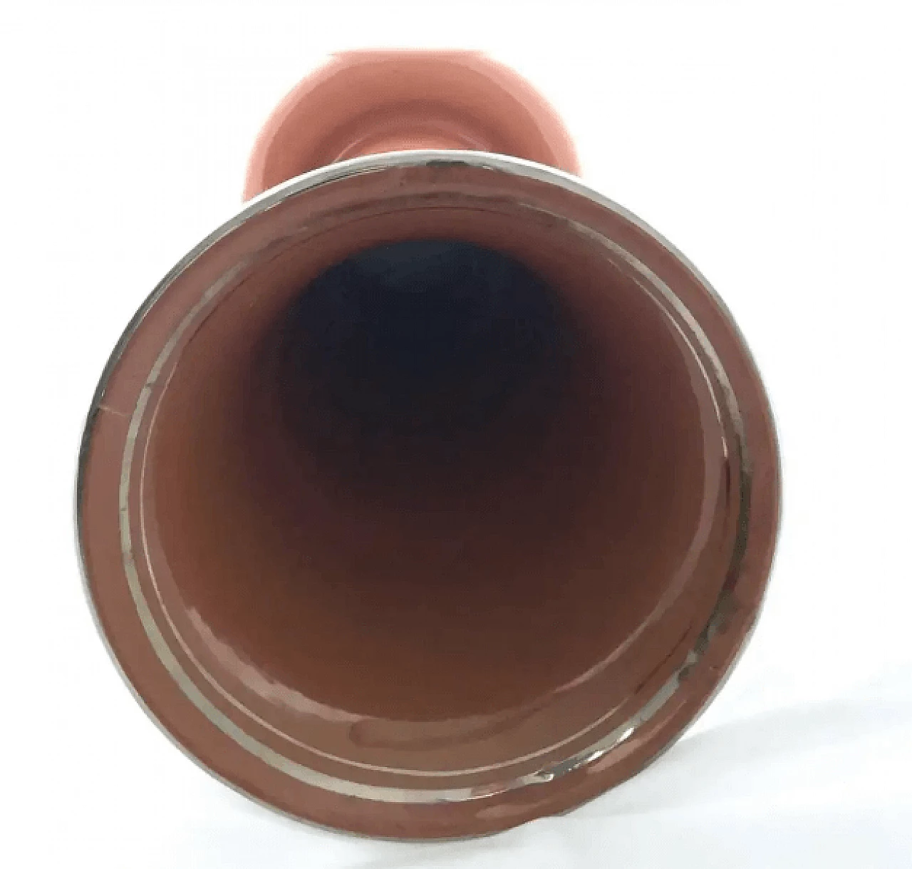 Brown lacquered and hand-painted terracotta vase from Deruta, 1940s 5