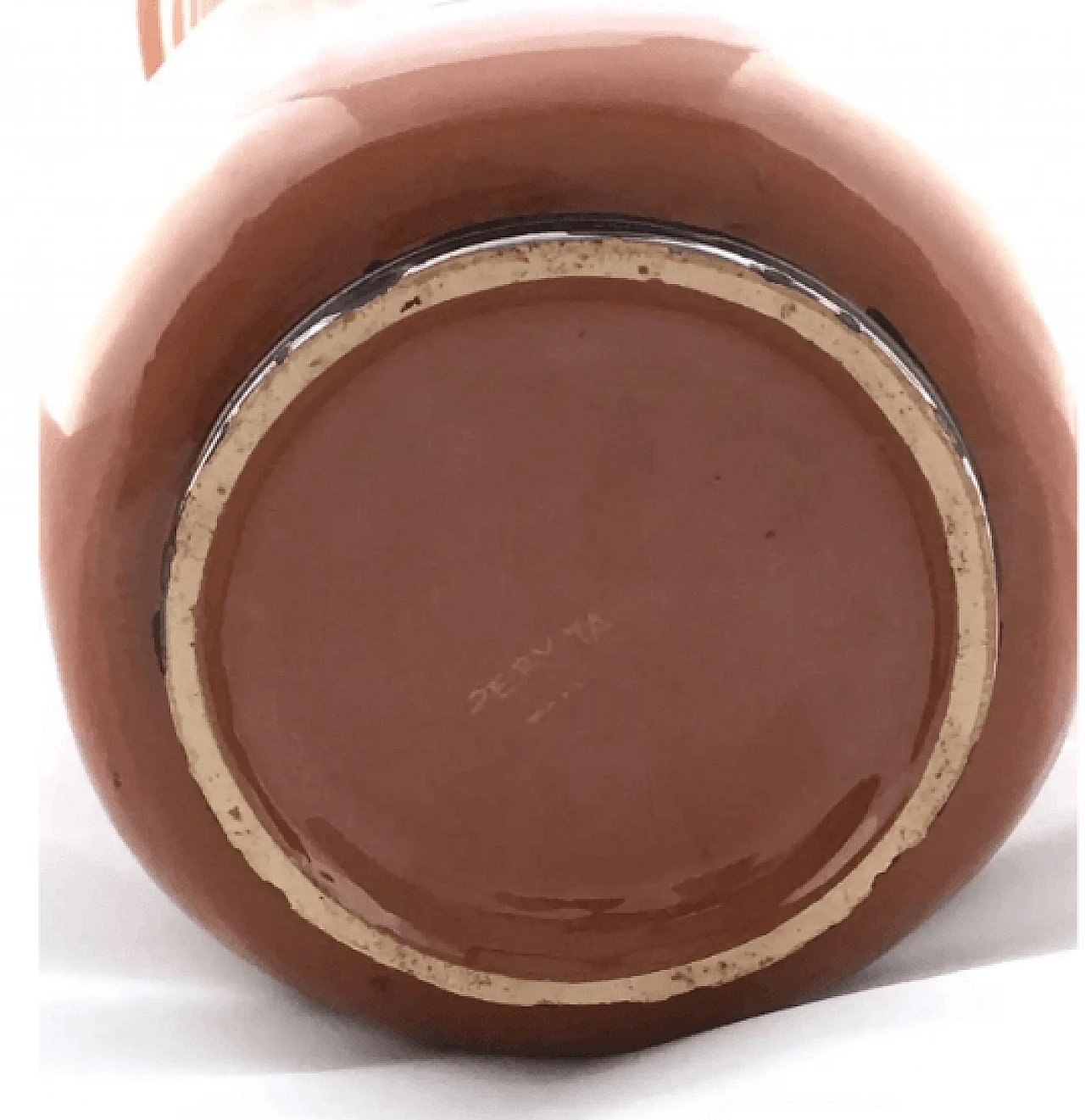 Brown lacquered and hand-painted terracotta vase from Deruta, 1940s 6