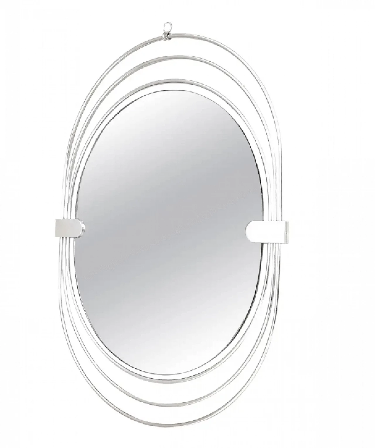 Smoked wall mirror with triple chromed metal frame, 1970s 1