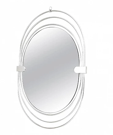 Smoked wall mirror with triple chromed metal frame, 1970s