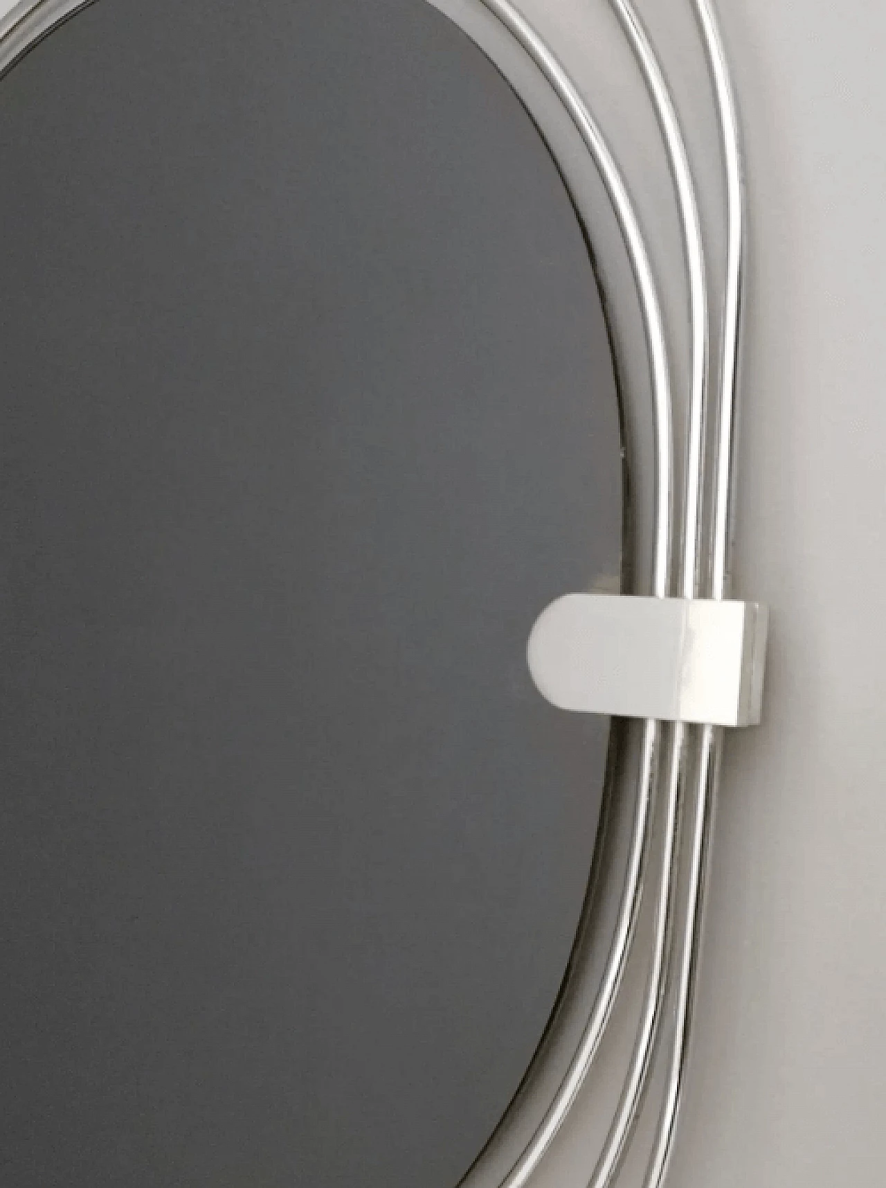 Specchio da parete fumé con tripla cornice in metallo cromato, anni '70 5