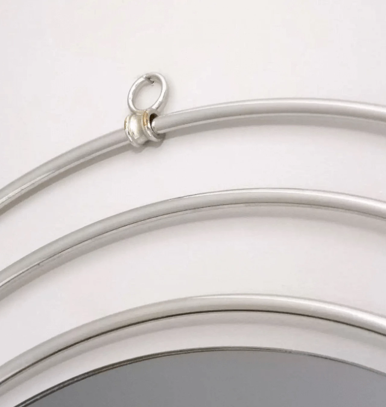 Specchio da parete fumé con tripla cornice in metallo cromato, anni '70 7