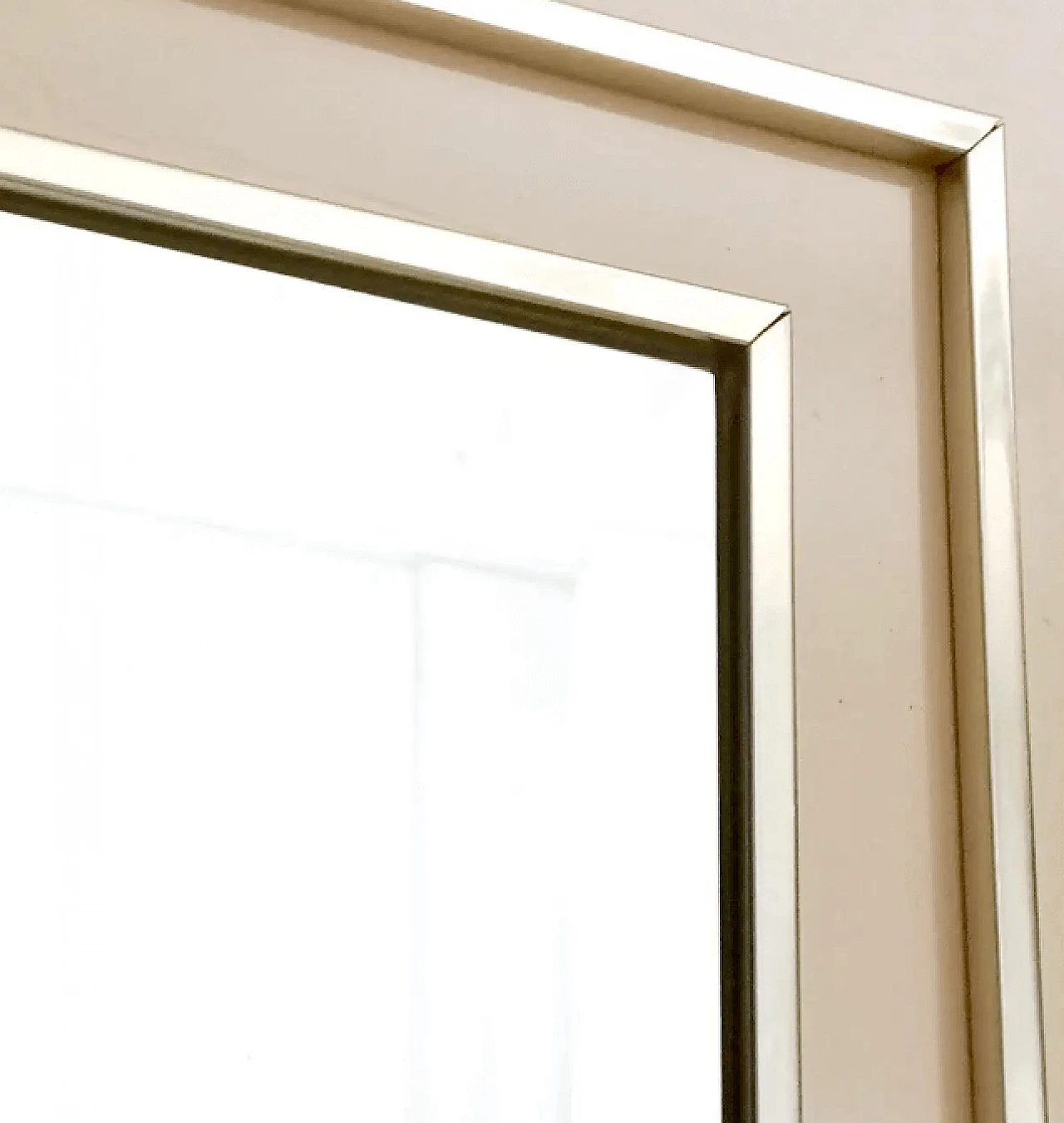 Consolle in formica rosa pallido e ottone con specchio a parete, anni '70 9