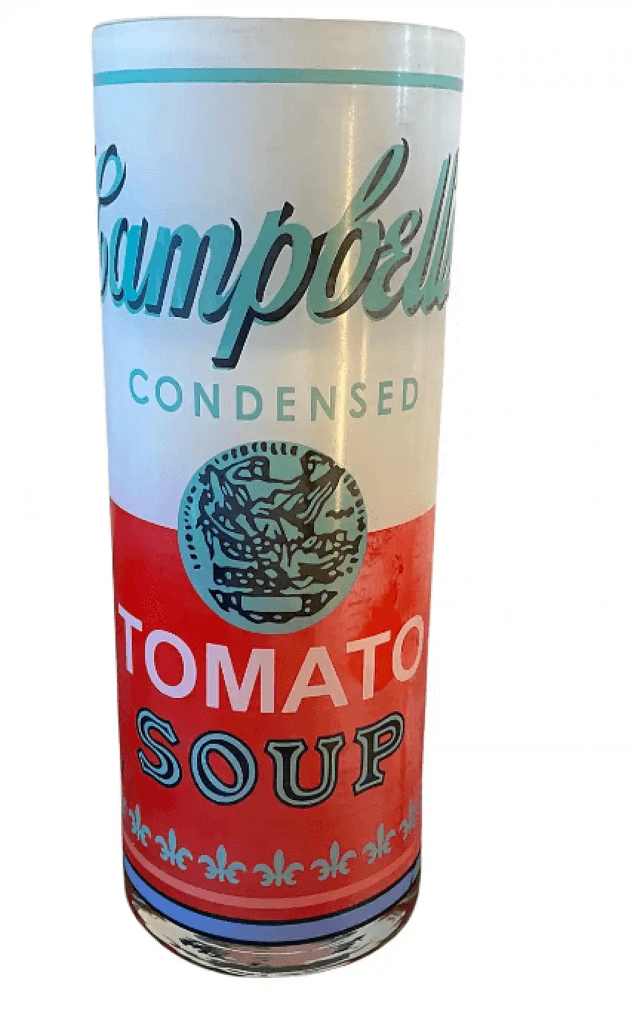 Campbell glass vase signed by Andy Warhol, 1990s 1