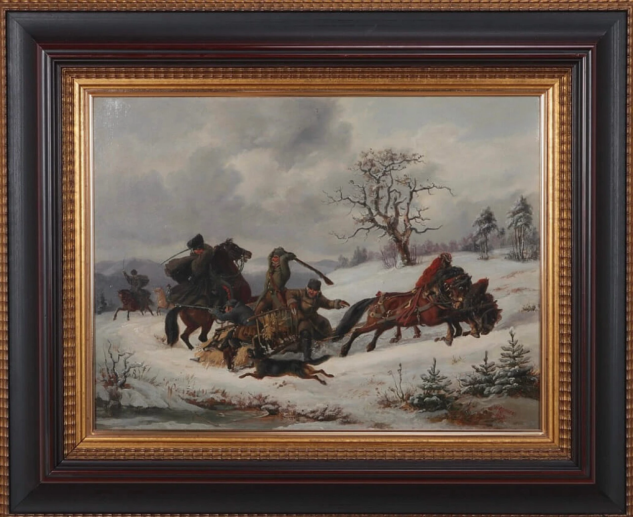 J. F. W. Wegener, Battle with cossacks in winter, oil on canvas, 1843 8