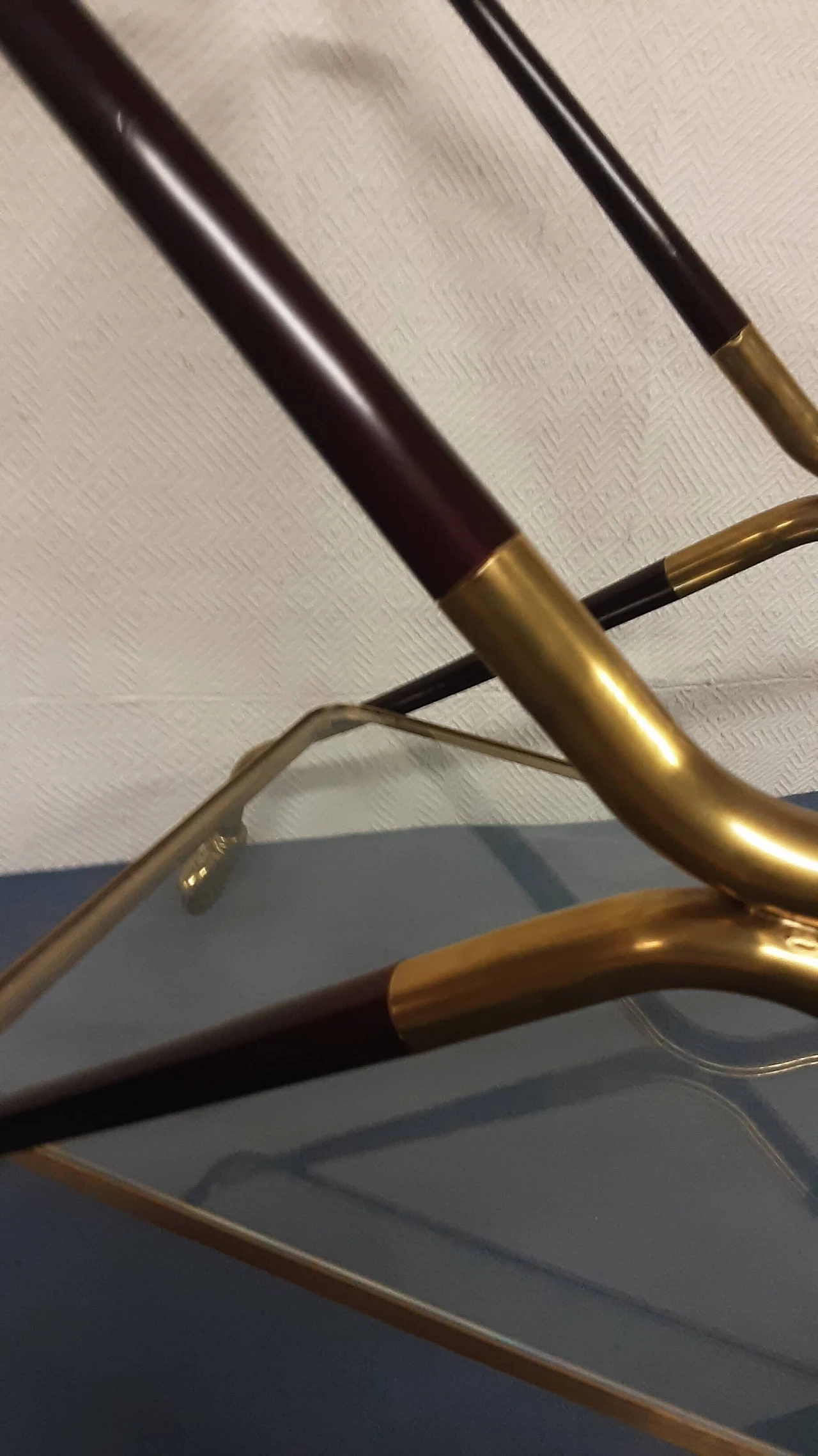 Carrello in legno, ottone e vetro, anni '50 6