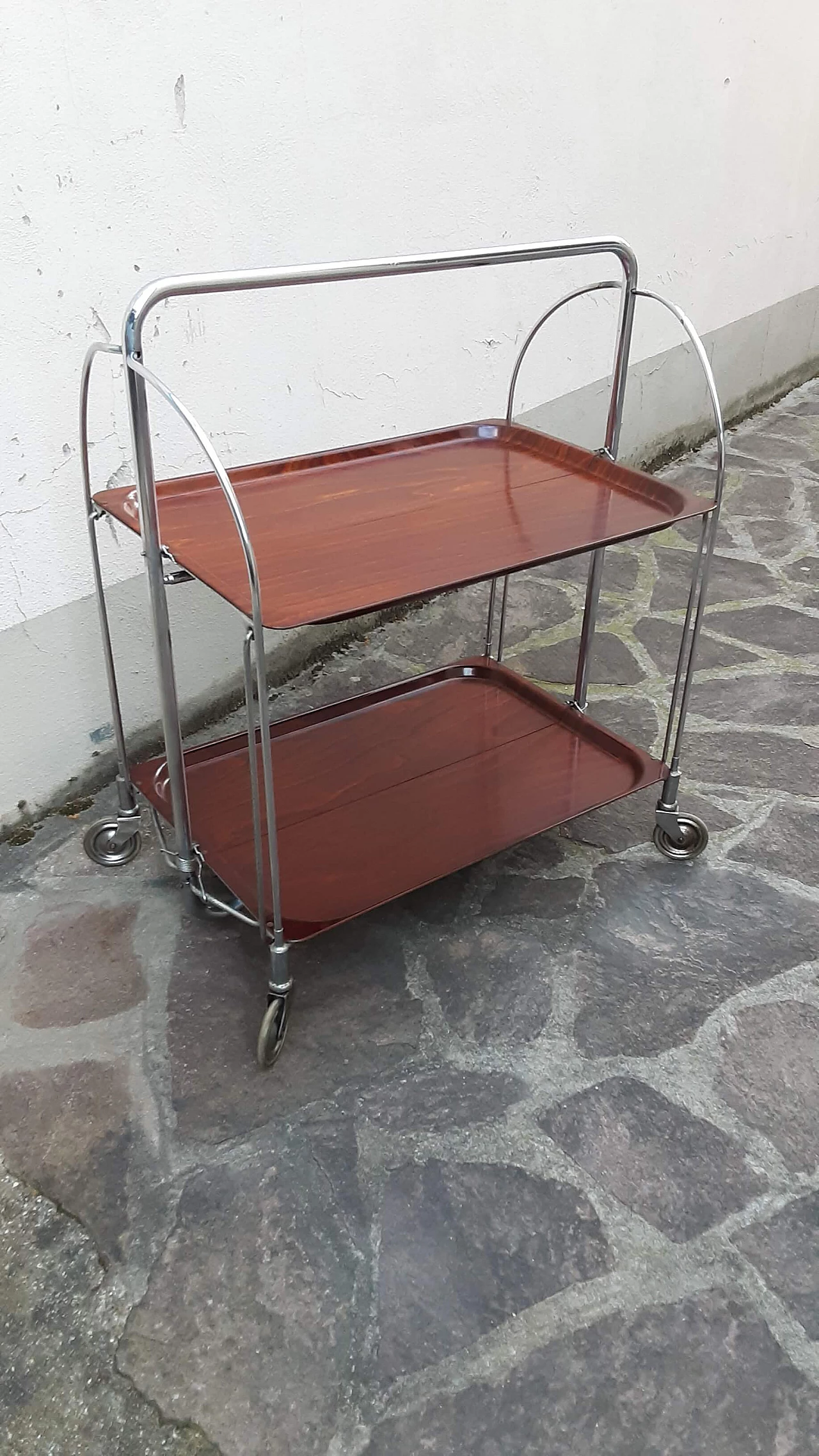 Carrello pieghevole in legno e metallo di Bremshey & Co., anni '60 1
