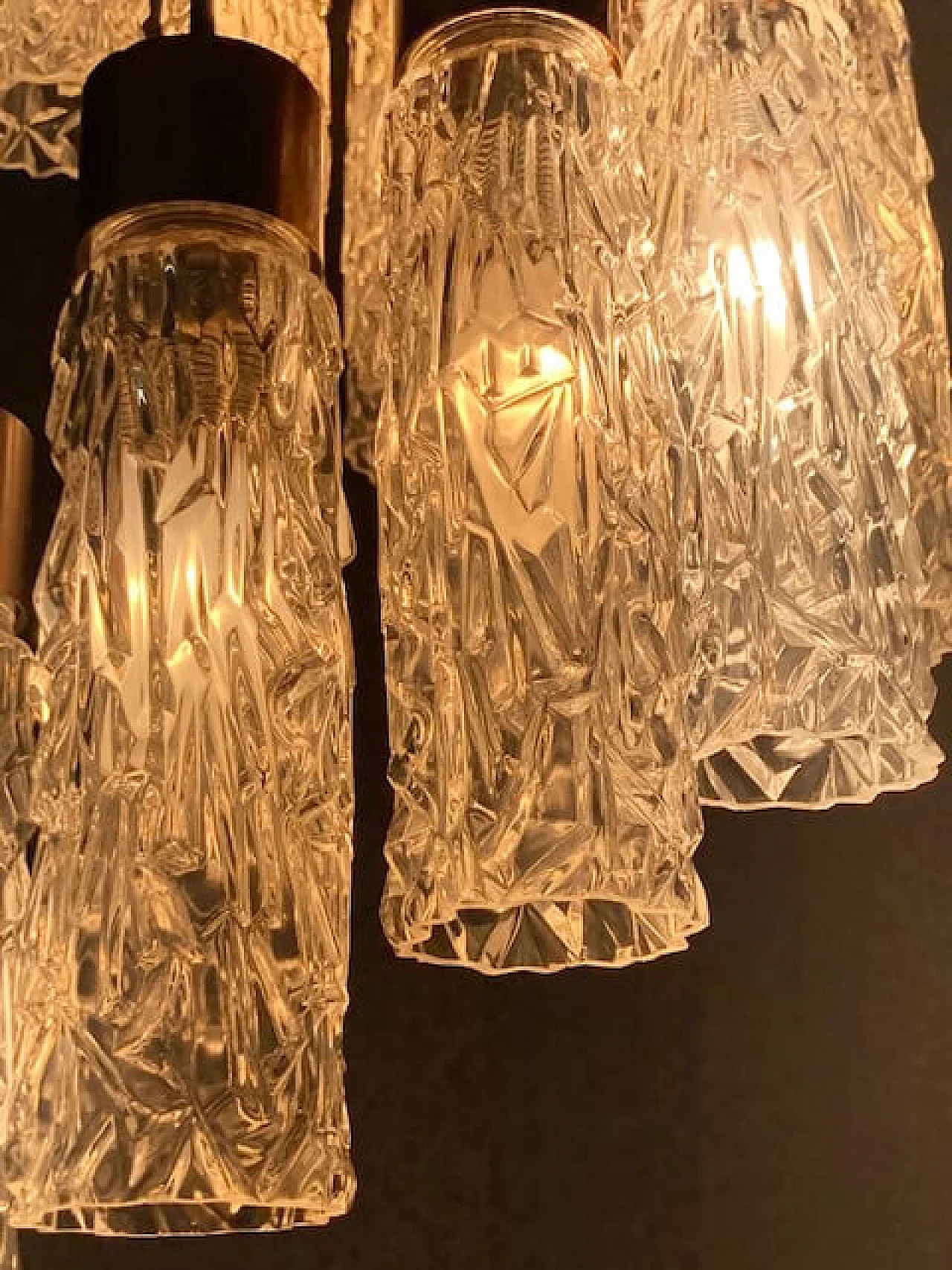 Metal, teak and Murano glass chandelier, 1970s 7