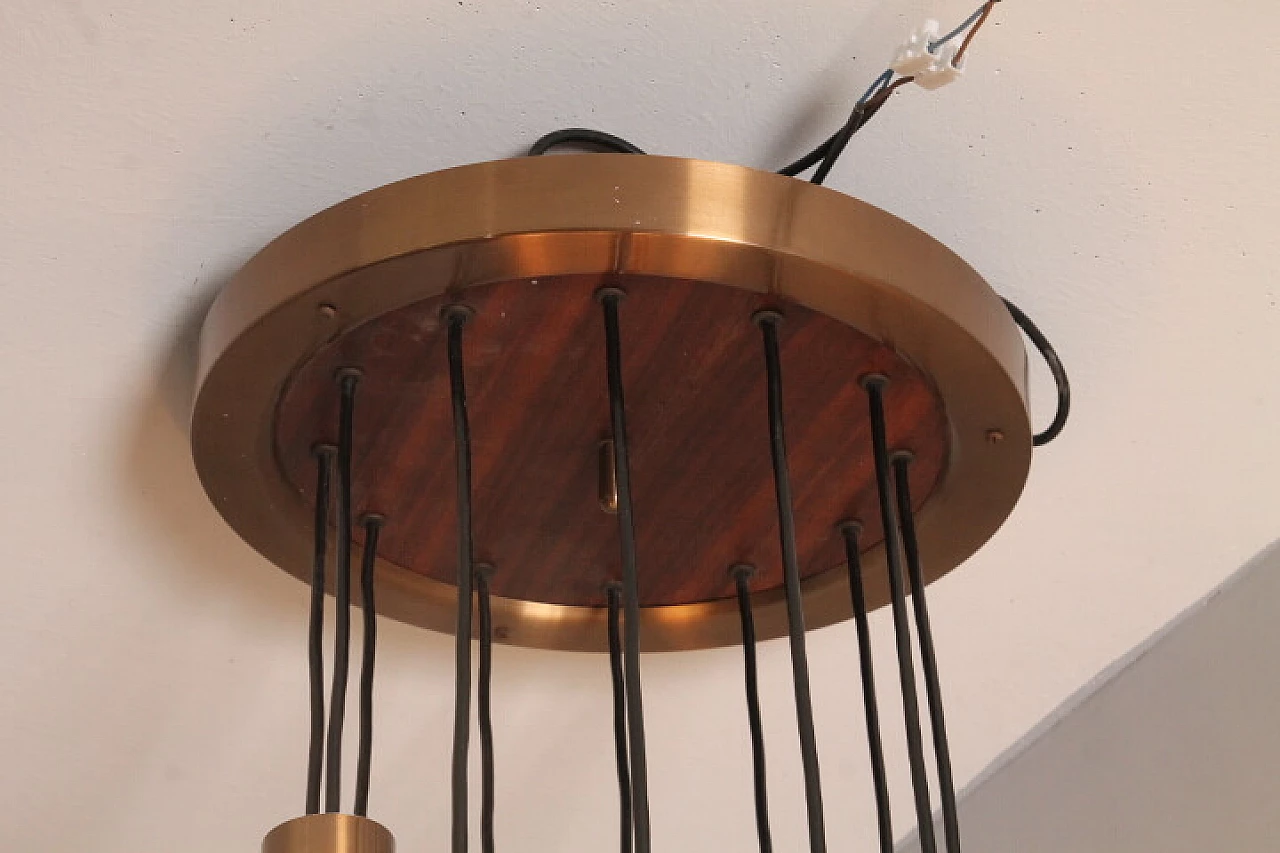 Metal, teak and Murano glass chandelier, 1970s 12