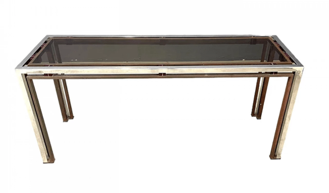 Chromed metal, brass and plexiglass console by Romeo Rega, 1970s 4