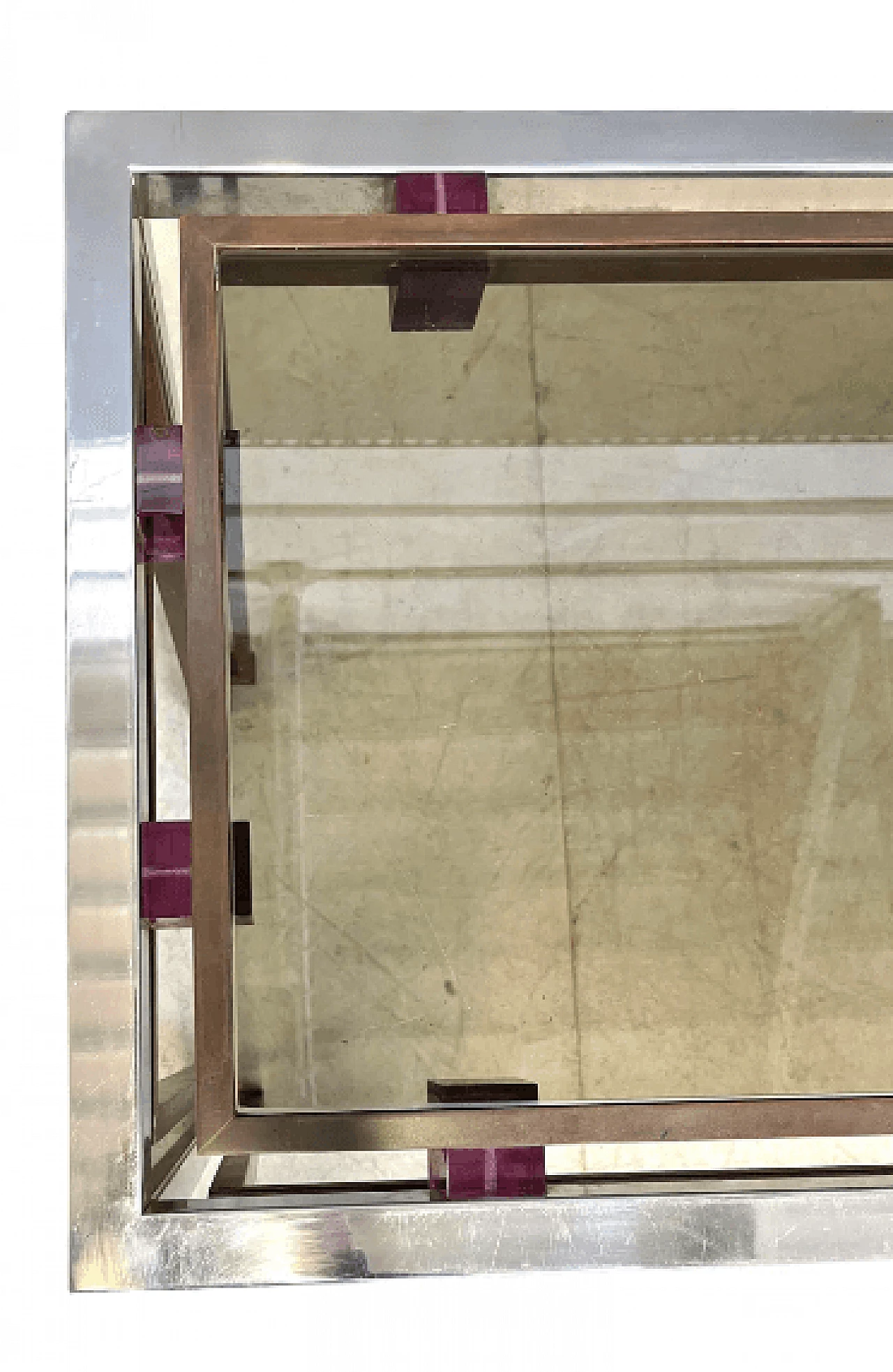 Chromed metal, brass and plexiglass console by Romeo Rega, 1970s 6