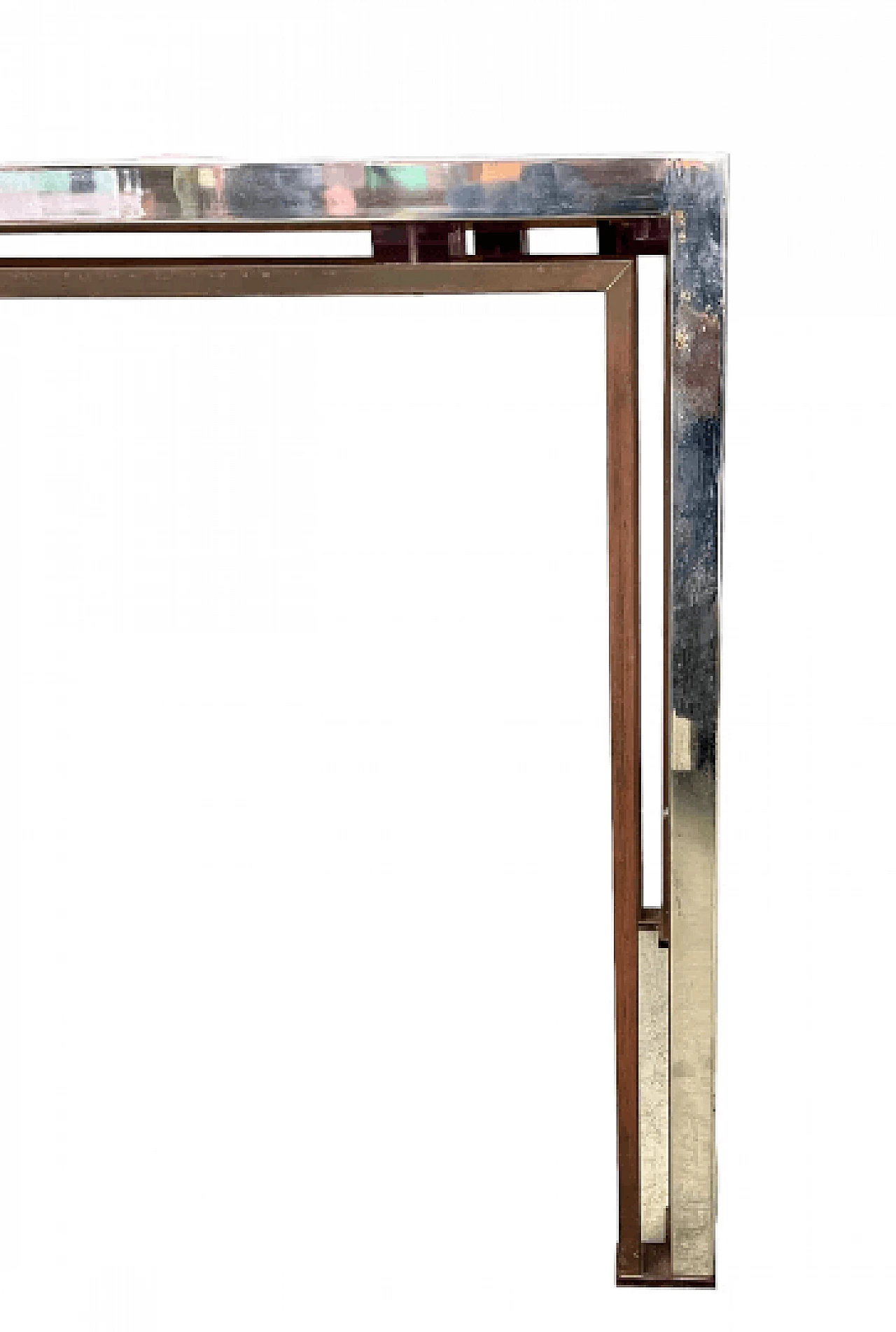 Chromed metal, brass and plexiglass console by Romeo Rega, 1970s 7