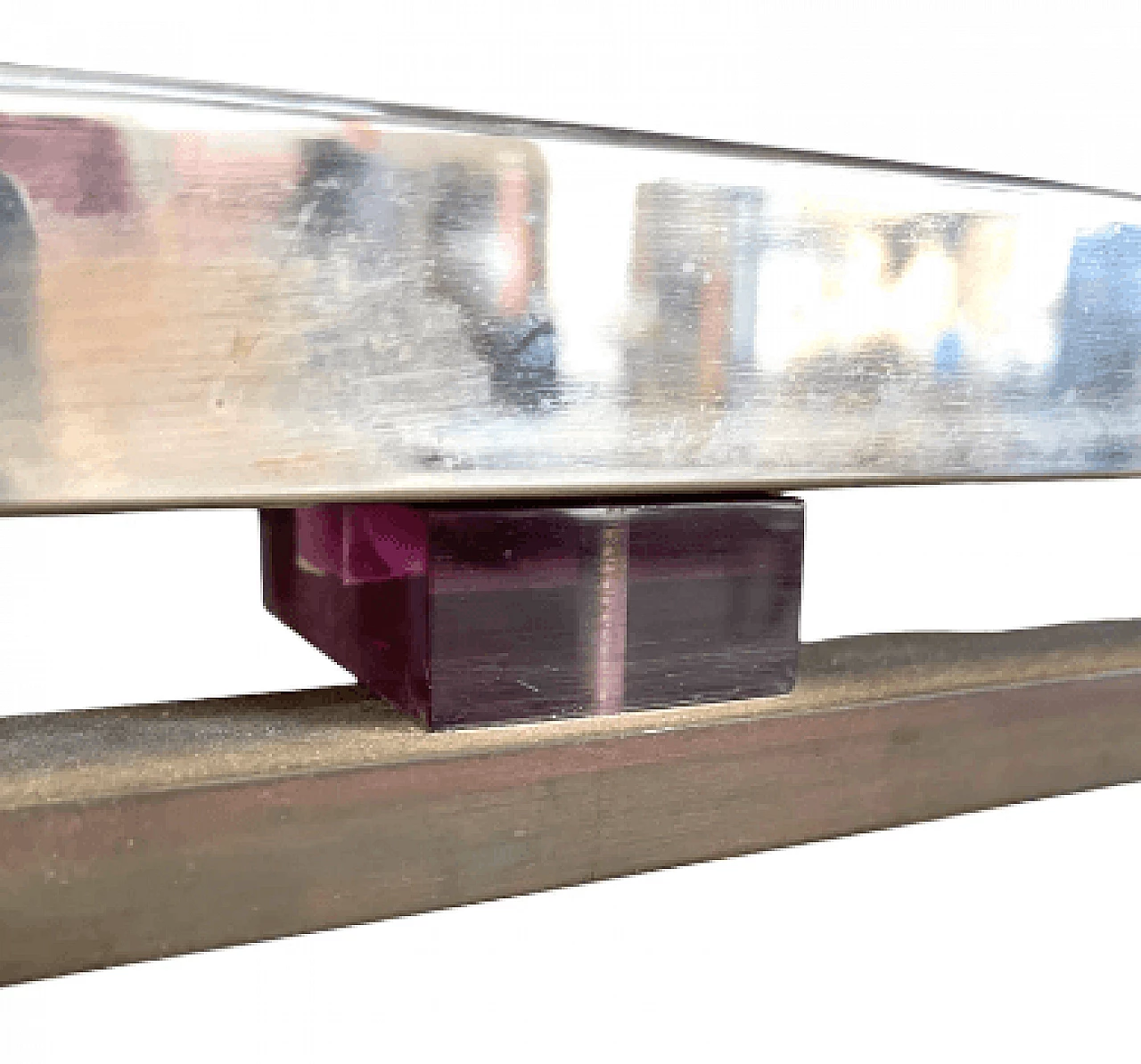 Chromed metal, brass and plexiglass console by Romeo Rega, 1970s 8