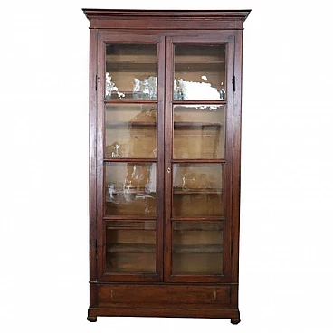 Solid poplar glass cabinet, 19th century