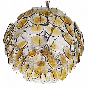 Murano glass disc chandelier by Carlo Nason, 1970s