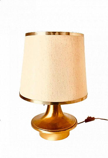 Brass table lamp with fabric shade, 1950s