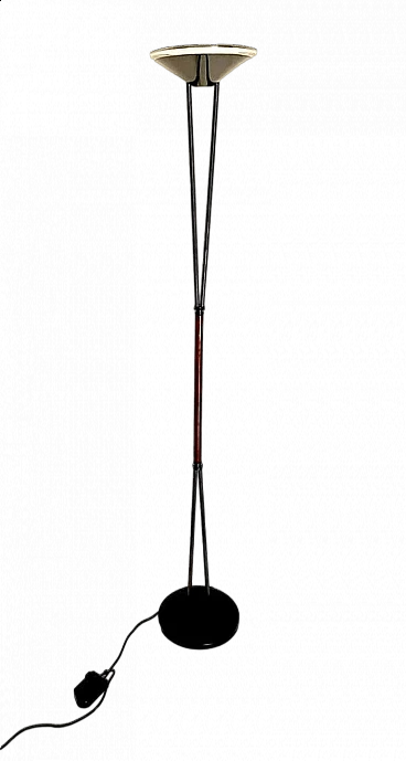 Lampada da terra in acciaio e etro di Murano di Prearo Luce, anni '80