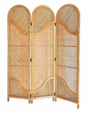 Pannello separè modulare in bambù, anni '70