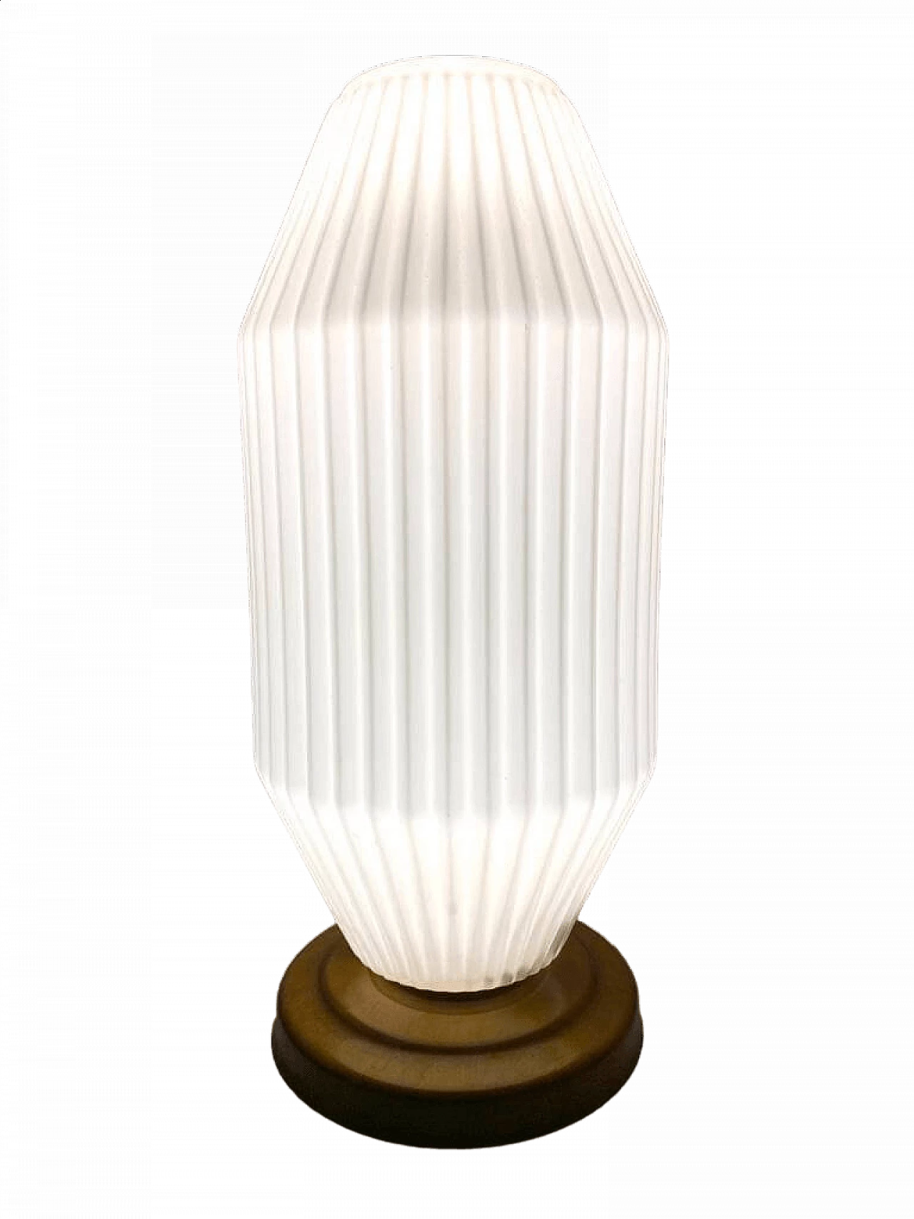 Table lamp in Art Deco style made of glass and wood, 1940s 14