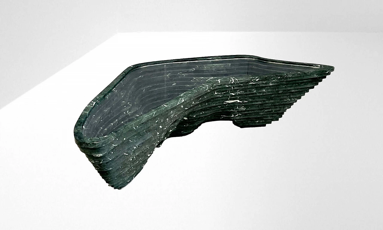 Green marble coffee table attributed to Angelo Mangiarotti, 1980s 9