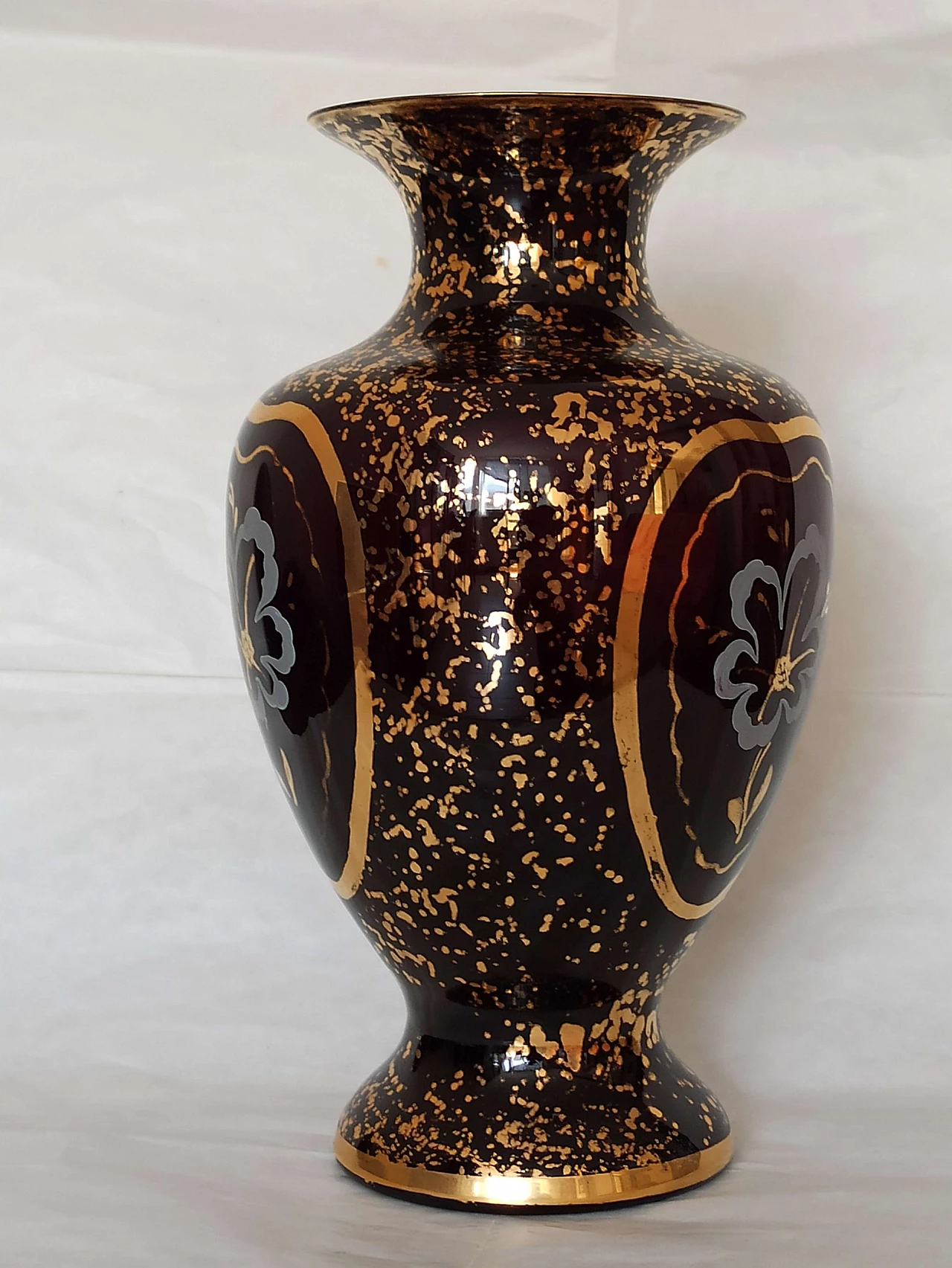 Vaso in vetro di Murano con decorazioni in oro zecchino, anni '50 4