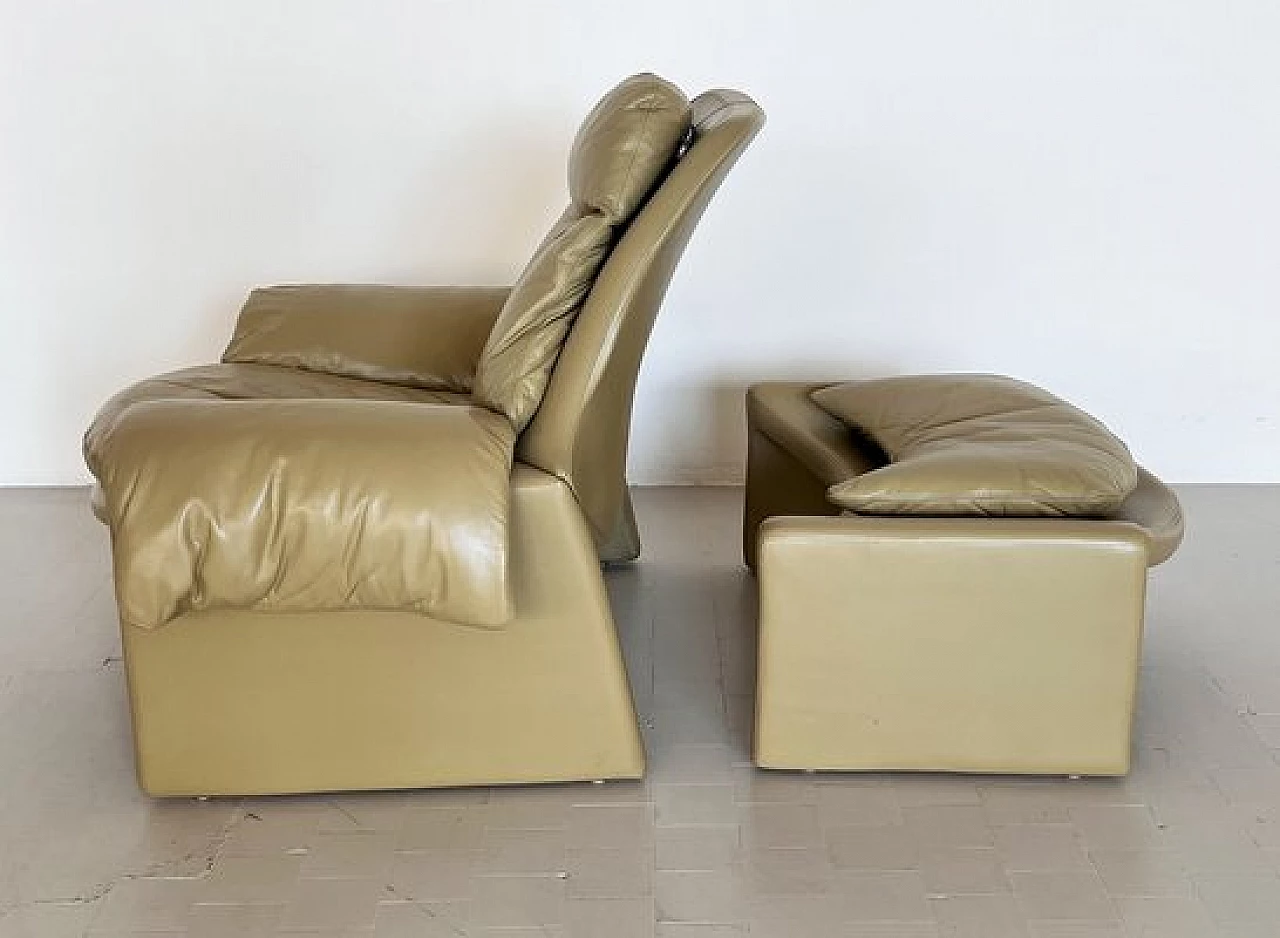 P60 leather armchair with footstool by Vittorio Introini for Saporiti, 1970s 14