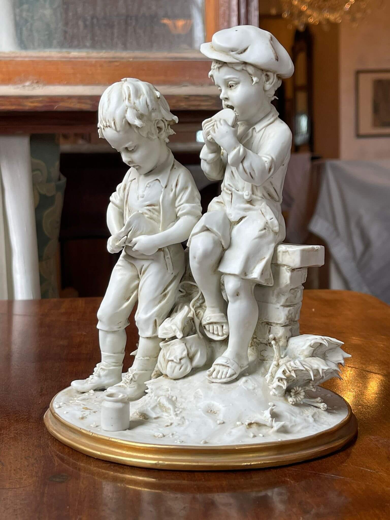 Children snacking, biscuit pottery by Benacchio for Triade, 1960s