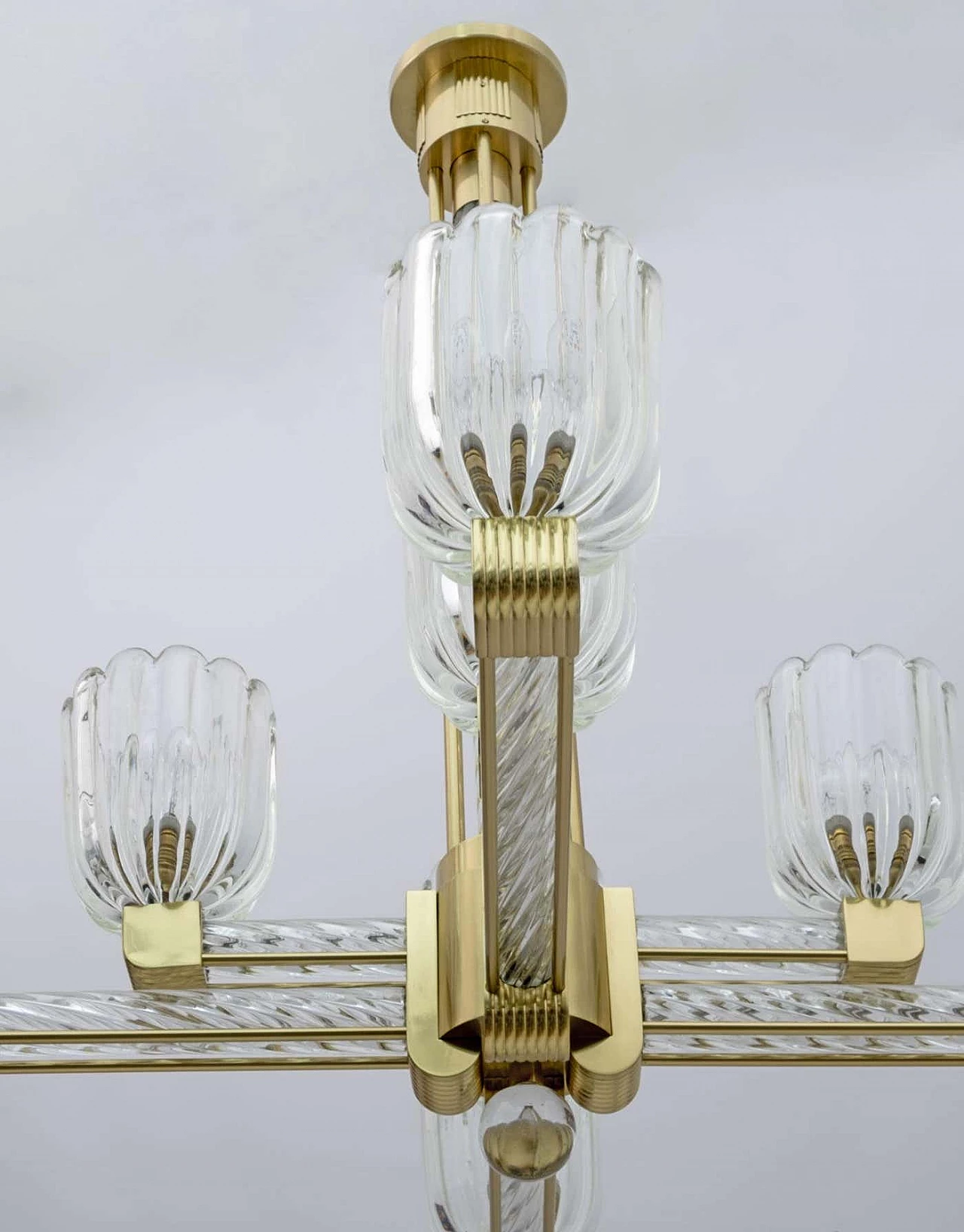 Murano glass and brass chandelier by Barovier & Toso for Sciolari, 1930s 8