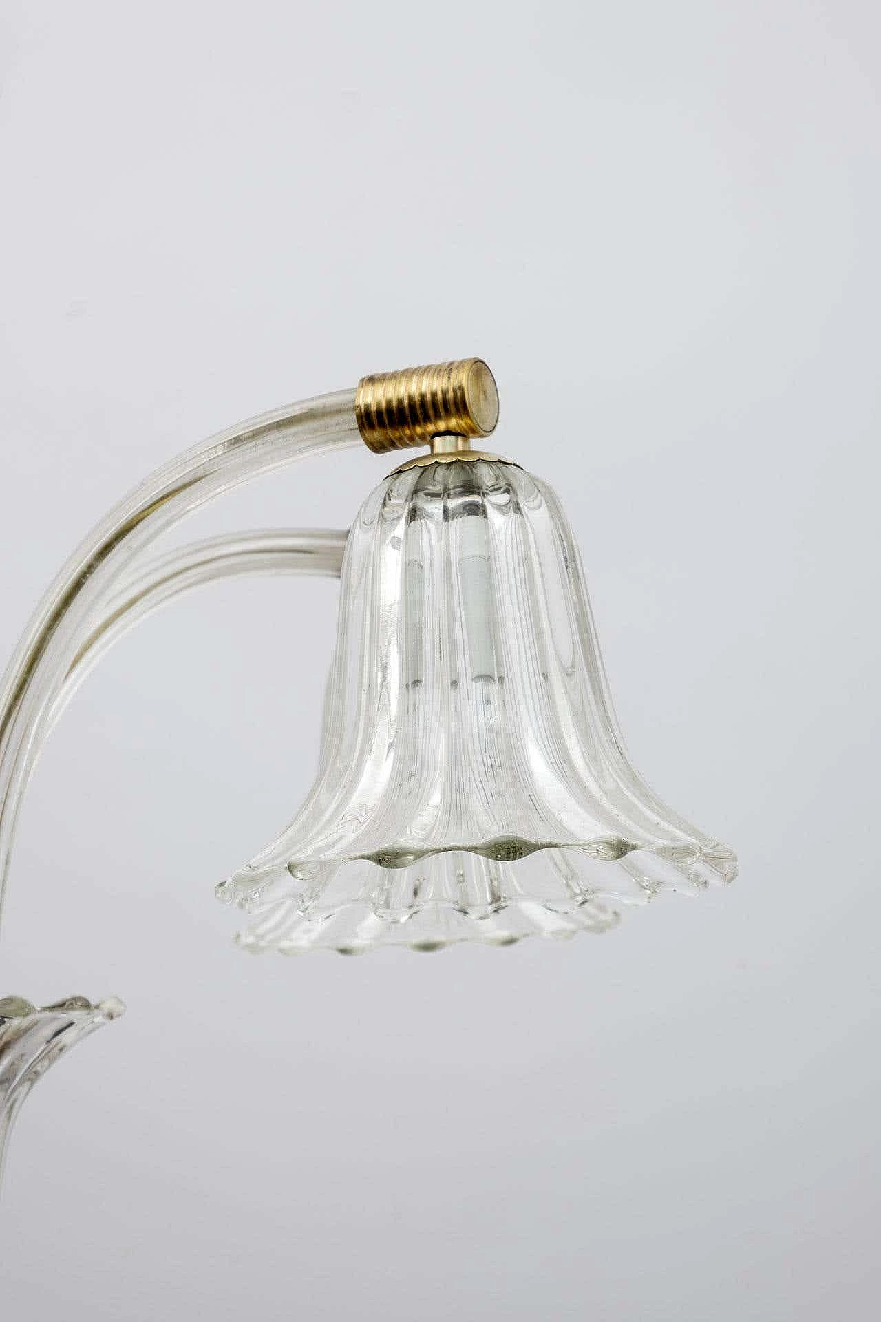 Art Deco Murano glass and brass chandelier by Ercole Barovier, 1940s 6