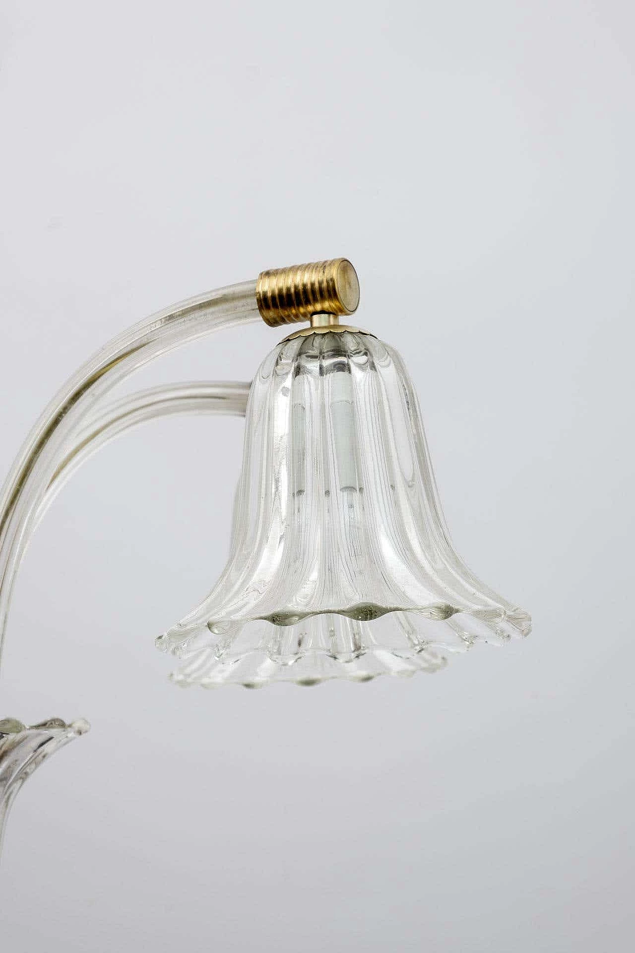 Lampadario Art Deco in vetro di Murano e ottone di Ercole Barovier, anni '40 6