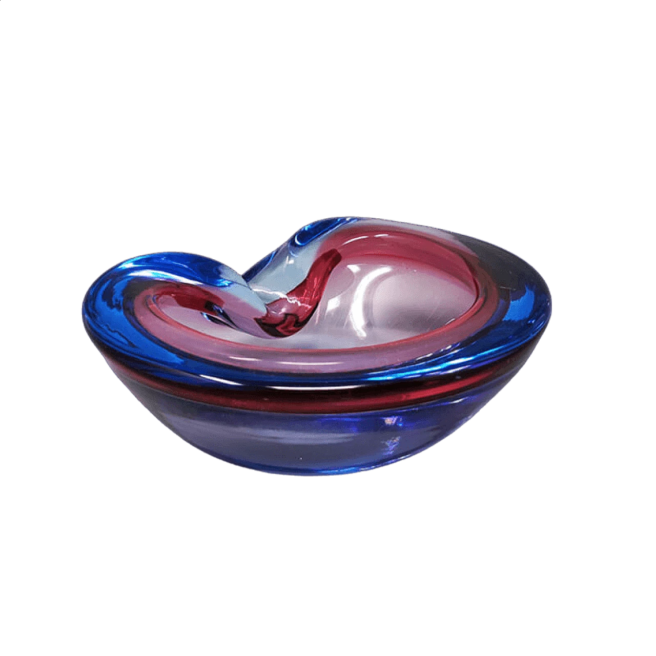 Ashtray by Flavio Poli for Seguso blue and pink, 1960s 9