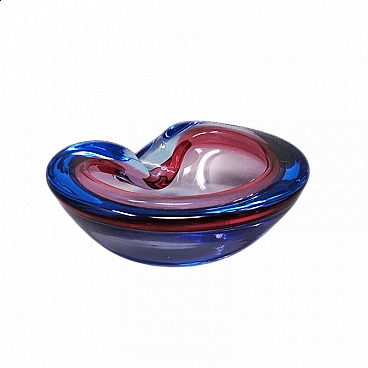 Ashtray by Flavio Poli for Seguso blue and pink, 1960s