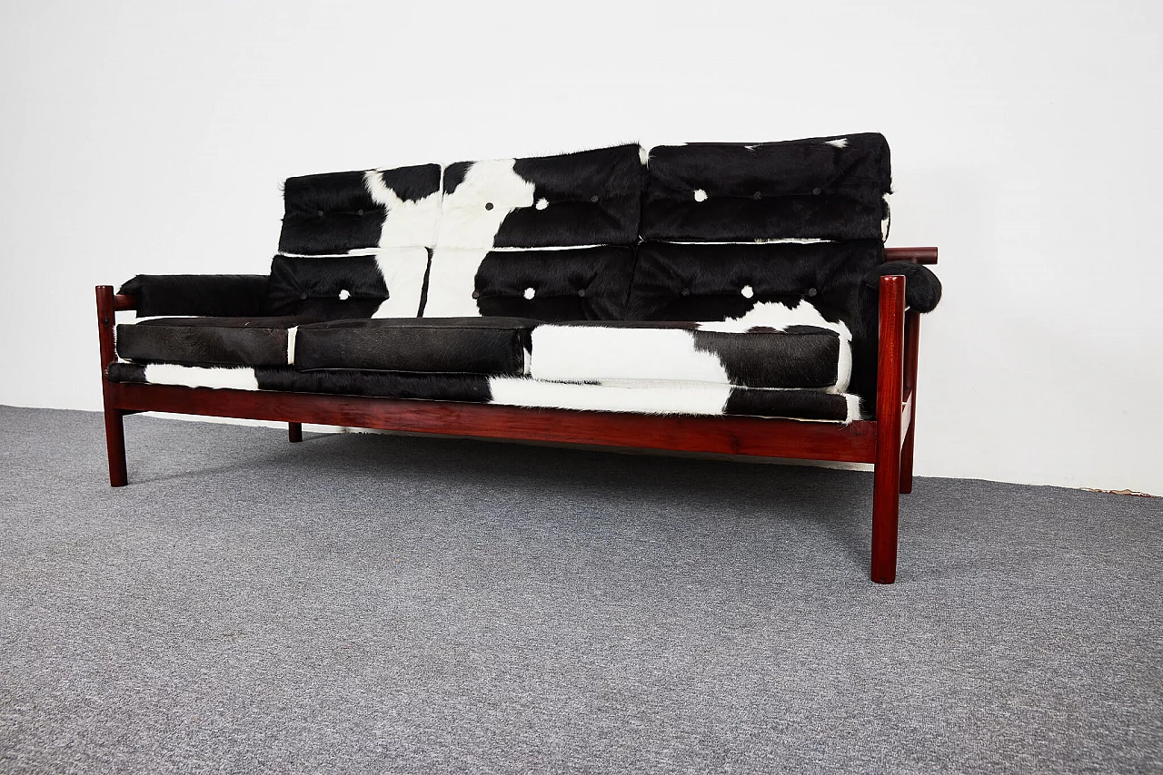 Guama sofa in black and white leather by Gonzalo Cordoba for Dujo, 1950s 1